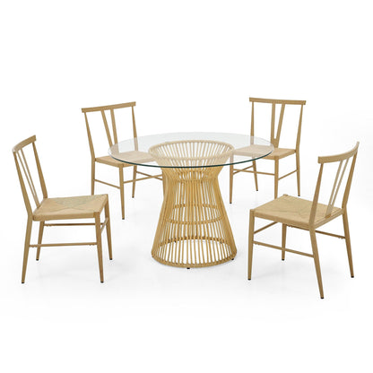 1st Choice Furniture Direct Dining Room Sets 1st Choice 5-Piece Dining Set w/ Round Glass Table & Metal Chairs