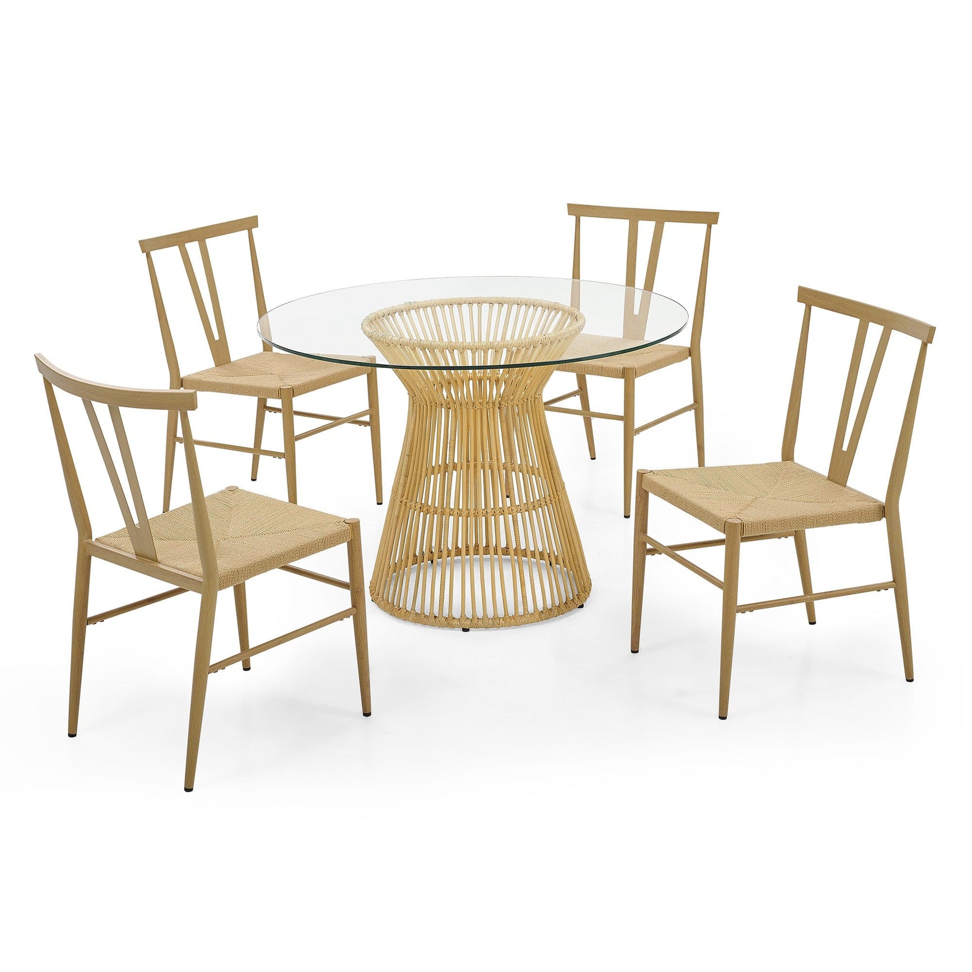 1st Choice Furniture Direct Dining Room Sets 1st Choice 5-Piece Dining Set w/ Round Glass Table & Metal Chairs
