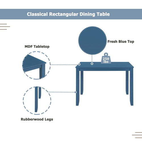 1st Choice Furniture Direct Dining Room Sets 1st Choice 5-Piece Minimalist Dining Table Set with X-Back Blue Chairs
