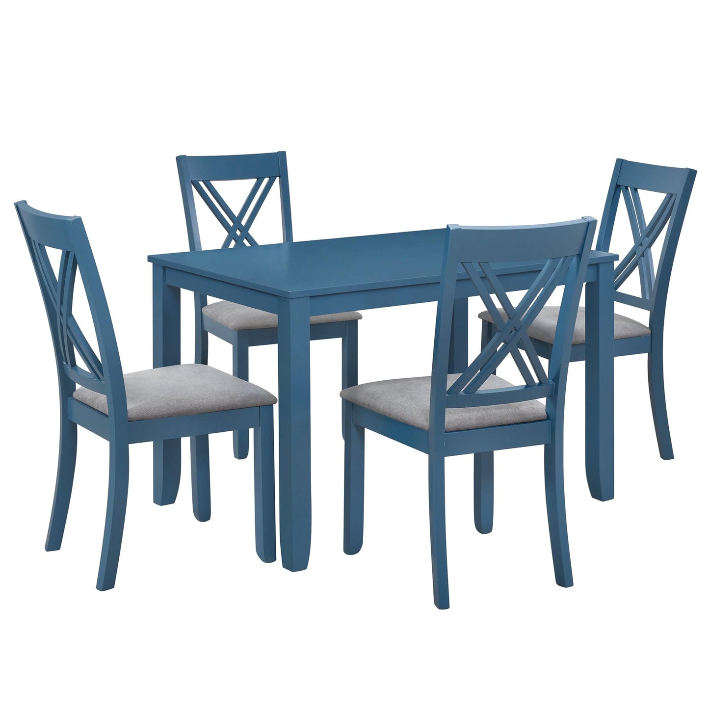 1st Choice Furniture Direct Dining Room Sets 1st Choice 5-Piece Minimalist Dining Table Set with X-Back Blue Chairs
