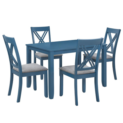 1st Choice Furniture Direct Dining Room Sets 1st Choice 5-Piece Minimalist Dining Table Set with X-Back Blue Chairs
