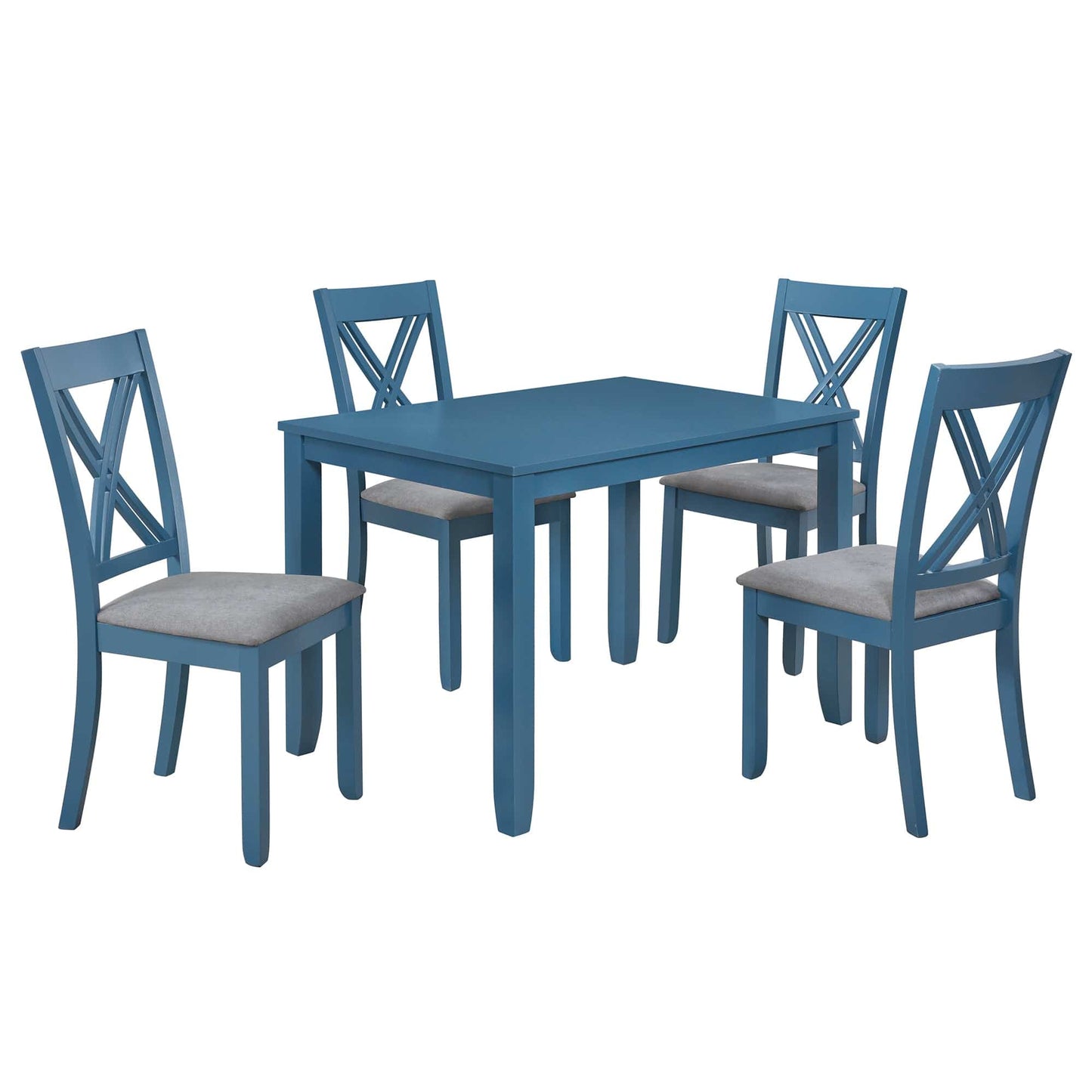 1st Choice Furniture Direct Dining Room Sets 1st Choice 5-Piece Minimalist Dining Table Set with X-Back Blue Chairs