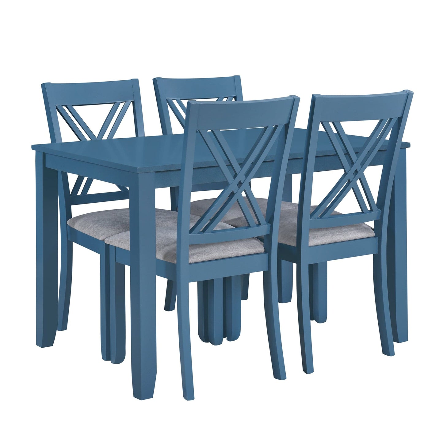 1st Choice Furniture Direct Dining Room Sets 1st Choice 5-Piece Minimalist Dining Table Set with X-Back Blue Chairs