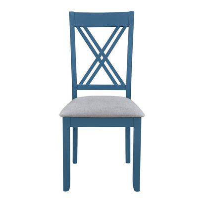 1st Choice Furniture Direct Dining Room Sets 1st Choice 5-Piece Minimalist Dining Table Set with X-Back Blue Chairs
