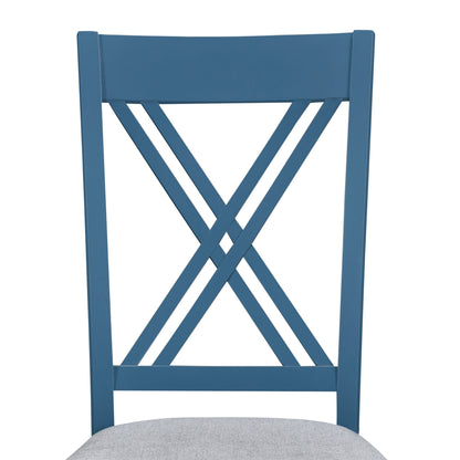 1st Choice Furniture Direct Dining Room Sets 1st Choice 5-Piece Minimalist Dining Table Set with X-Back Blue Chairs