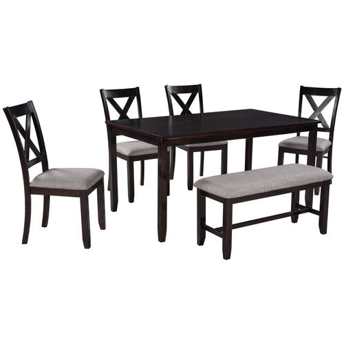 1st Choice Furniture Direct Dining Room Sets 1st Choice 6-Pc Espresso Wooden Dining Set w/ Table, 4 Chairs & Bench