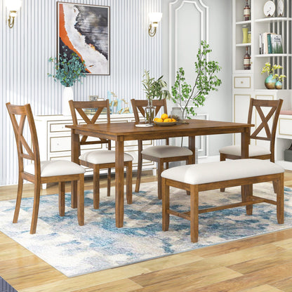 1st Choice Furniture Direct Dining Room Sets 1st Choice 6-Piece Natural Cherry Dining Set with Bench and 4 Chairs