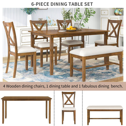 1st Choice Furniture Direct Dining Room Sets 1st Choice 6-Piece Natural Cherry Dining Set with Bench and 4 Chairs