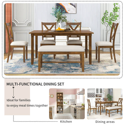 1st Choice Furniture Direct Dining Room Sets 1st Choice 6-Piece Natural Cherry Dining Set with Bench and 4 Chairs