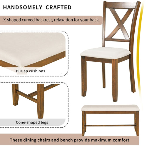 1st Choice Furniture Direct Dining Room Sets 1st Choice 6-Piece Natural Cherry Dining Set with Bench and 4 Chairs