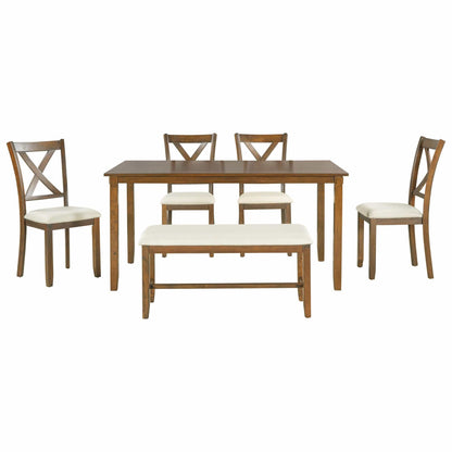 1st Choice Furniture Direct Dining Room Sets 1st Choice 6-Piece Natural Cherry Dining Set with Bench and 4 Chairs