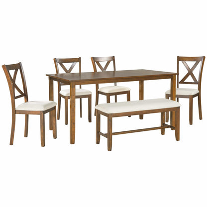 1st Choice Furniture Direct Dining Room Sets 1st Choice 6-Piece Natural Cherry Dining Set with Bench and 4 Chairs