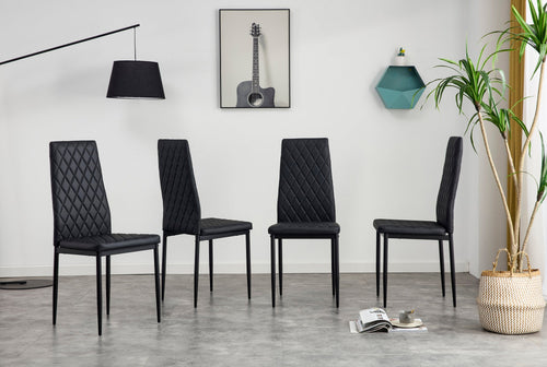 1st Choice Furniture Direct Dining Room Sets 1st Choice Black Faux 4-Seater Dining Table Set w/ Tempered Glass Top
