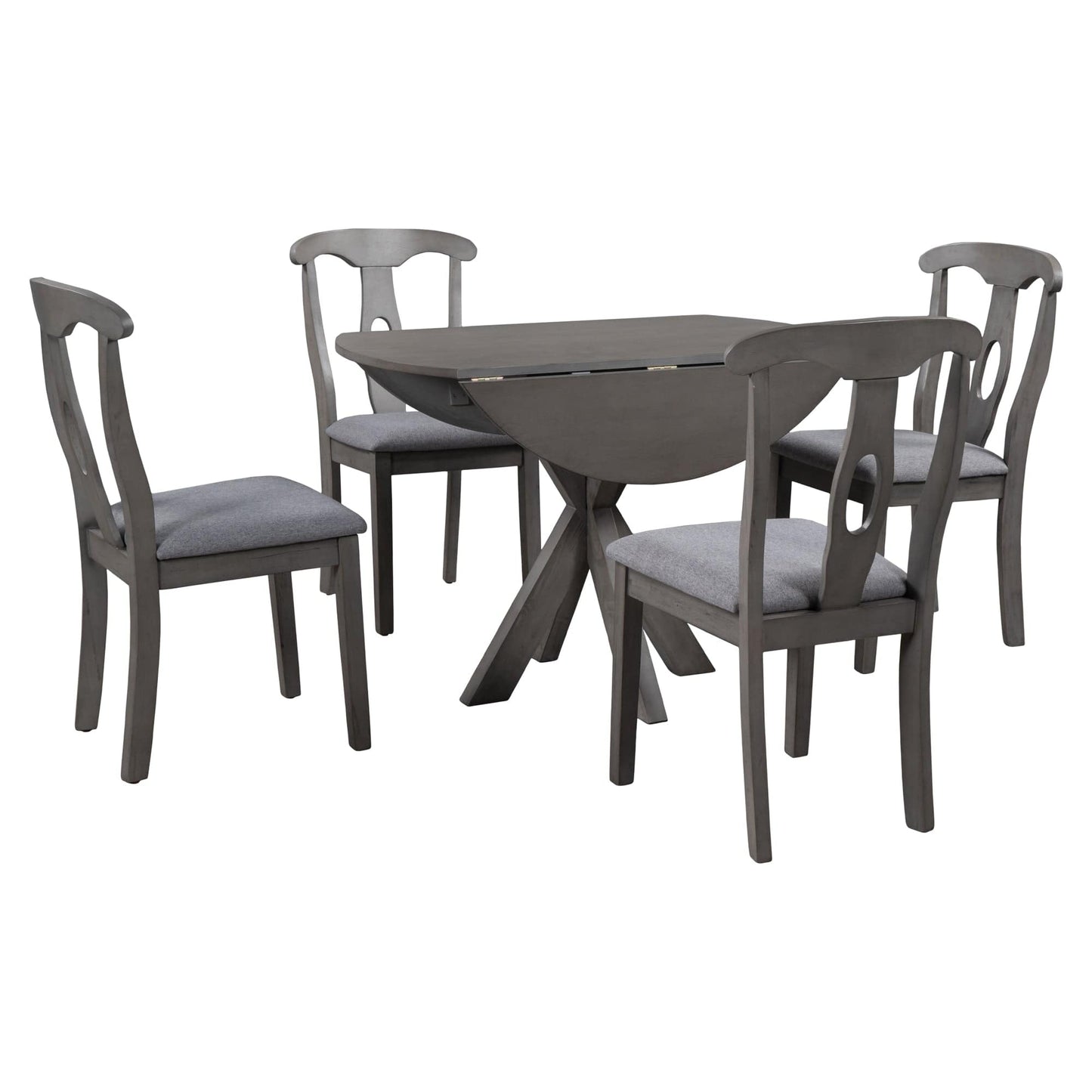 1st Choice Furniture Direct Dining Room Sets 1st Choice Rustic Grey Round Dining Table Set with 4 Padded Chairs