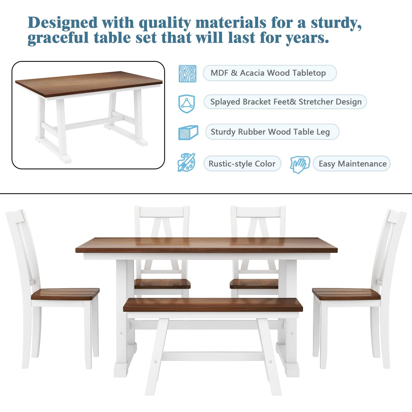 1st Choice Furniture Direct Dining Room Sets 1st Choice Rustic Wood Kitchen Table Set with Bench and Chairs