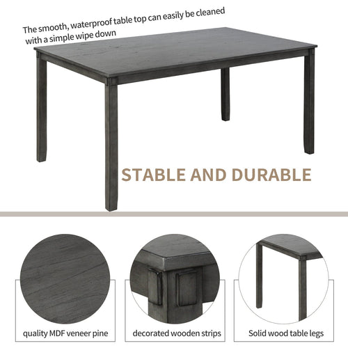 1st Choice Furniture Direct Dining Room Sets 1st Choice Wooden 6-Piece Dining Table Set with Chairs & Bench (Grey)