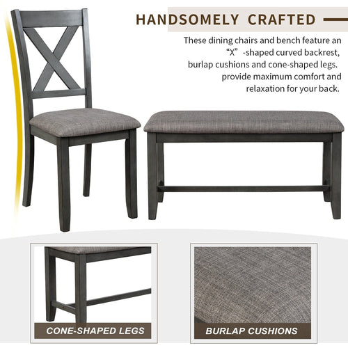 1st Choice Furniture Direct Dining Room Sets 1st Choice Wooden 6-Piece Dining Table Set with Chairs & Bench (Grey)