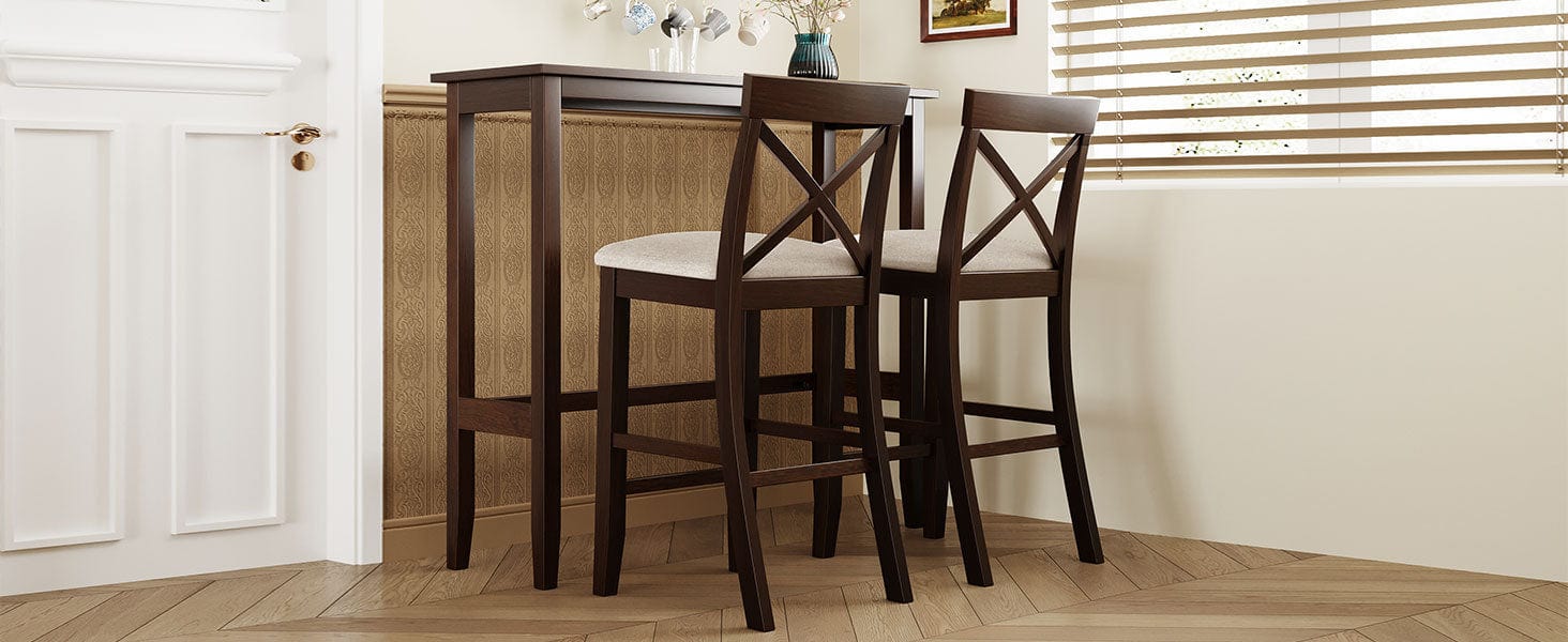 1st Choice Furniture Direct Dining Set 1st Choice 48” Farmhouse Dark Walnut Bar Height Dining Set w/ 2 Chairs