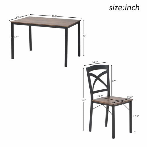 1st Choice Furniture Direct Dining Set 1st Choice 5- Piece Brown Wooden Dining Set with Table and 4 Chairs