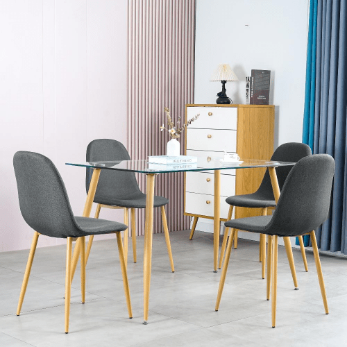 1st Choice Furniture Direct Dining Set 1st Choice 5-Piece Dining Room Set with Glass Table & Fabric Chairs