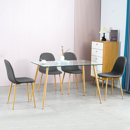 1st Choice Furniture Direct Dining Set 1st Choice 5-Piece Dining Room Set with Glass Table & Fabric Chairs
