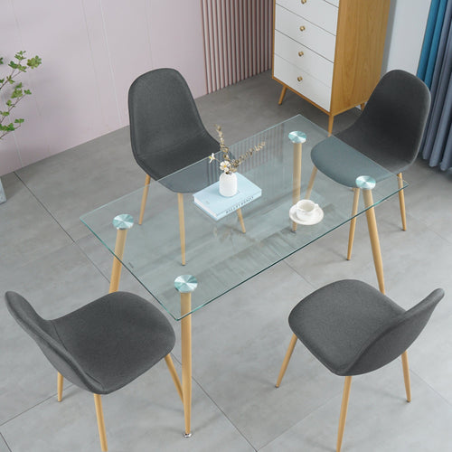 1st Choice Furniture Direct Dining Set 1st Choice 5-Piece Dining Room Set with Glass Table & Fabric Chairs