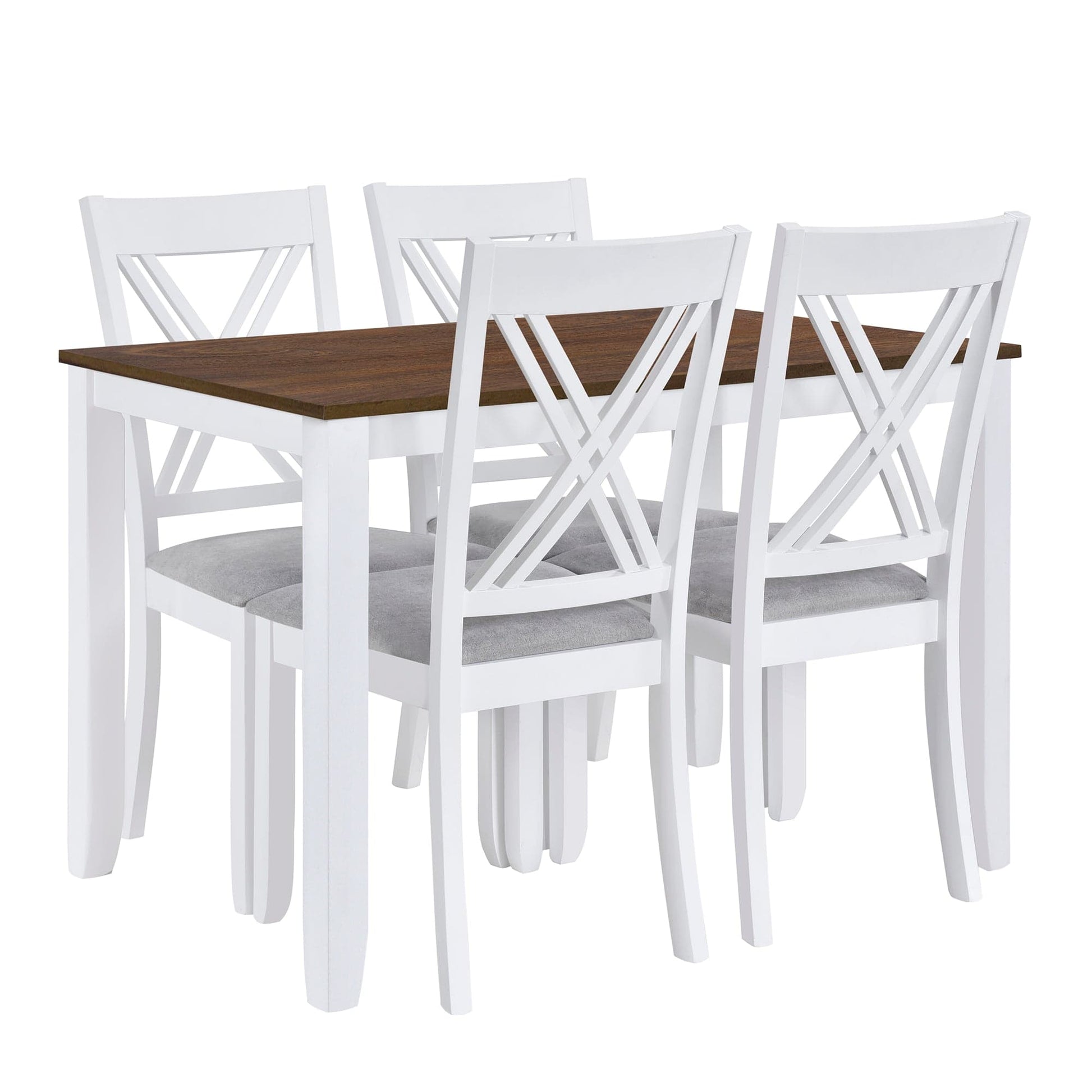 1st Choice Furniture Direct Dining Set 1st Choice 5 Piece Rustic White Wood Dining Set with X-Back Chairs