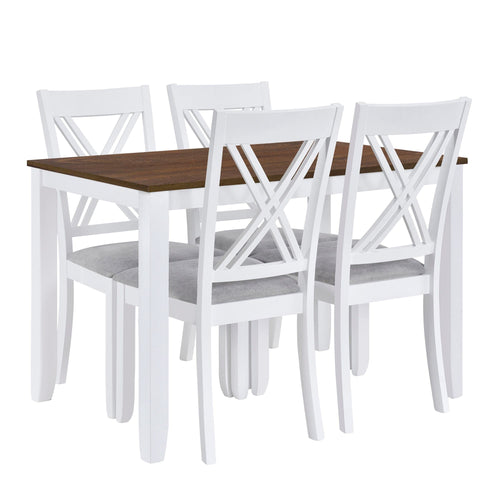 1st Choice Furniture Direct Dining Set 1st Choice 5 Piece Rustic White Wood Dining Set with X-Back Chairs