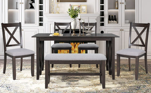 1st Choice Furniture Direct Dining Set 1st Choice 6 Piece Family Dining Room Set with Table, 4 Chairs, Bench