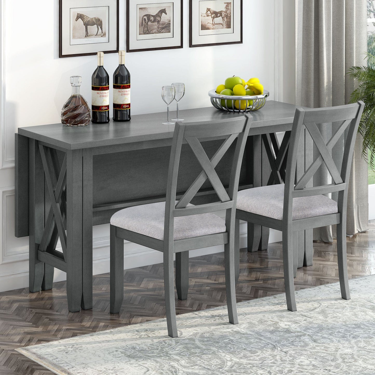 1st Choice Furniture Direct Dining Set 1st Choice 6 Piece Gray Dining Set w/Solid Wood Table, 4 Chairs, Bench