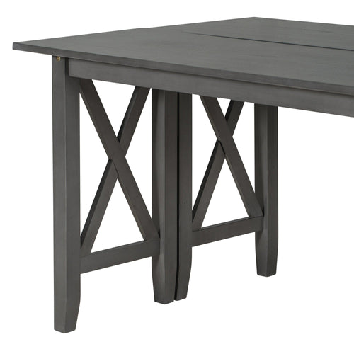 1st Choice Furniture Direct Dining Set 1st Choice 6 Piece Gray Dining Set w/Solid Wood Table, 4 Chairs, Bench