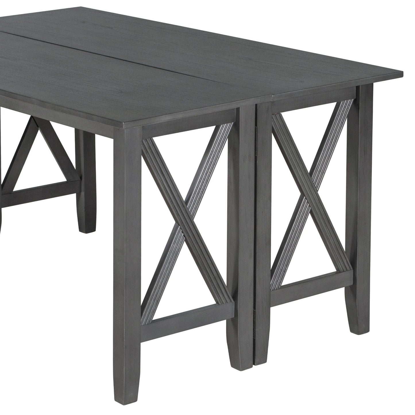 1st Choice Furniture Direct Dining Set 1st Choice 6 Piece Gray Dining Set w/Solid Wood Table, 4 Chairs, Bench