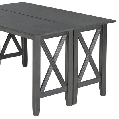 1st Choice Furniture Direct Dining Set 1st Choice 6 Piece Gray Dining Set w/Solid Wood Table, 4 Chairs, Bench