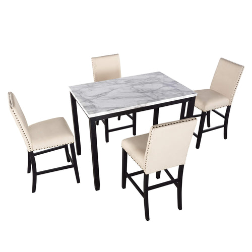 1st Choice Furniture Direct Dining Set 1st Choice Beige Faux Marble Contemporary 5-Piece Dining Set