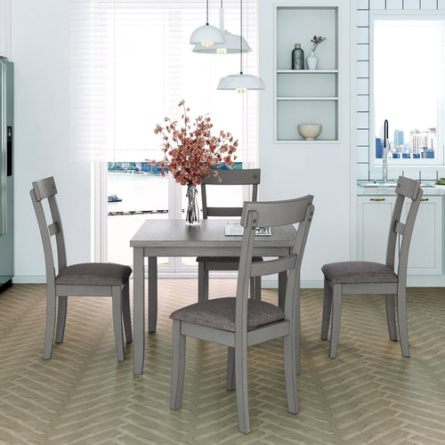 1st Choice Furniture Direct Dining Set 1st Choice Grey Industrial 5-Piece Dining Set w/Wooden Table + 4 Chair