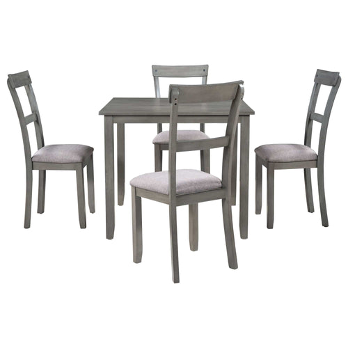 1st Choice Furniture Direct Dining Set 1st Choice Grey Industrial 5-Piece Dining Set w/Wooden Table + 4 Chair