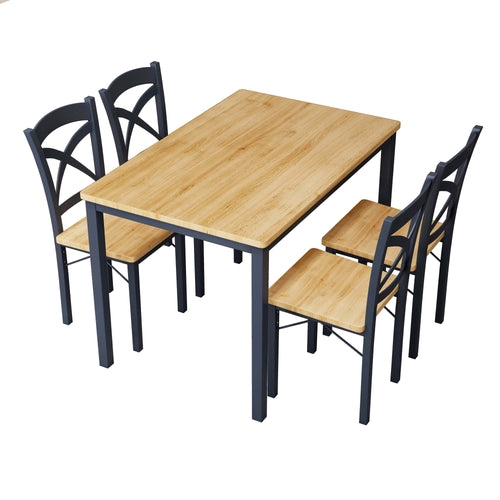 1st Choice Furniture Direct Dining Set 1st Choice Modern 5-Piece Industrial Dining Table Set in Oak Finish