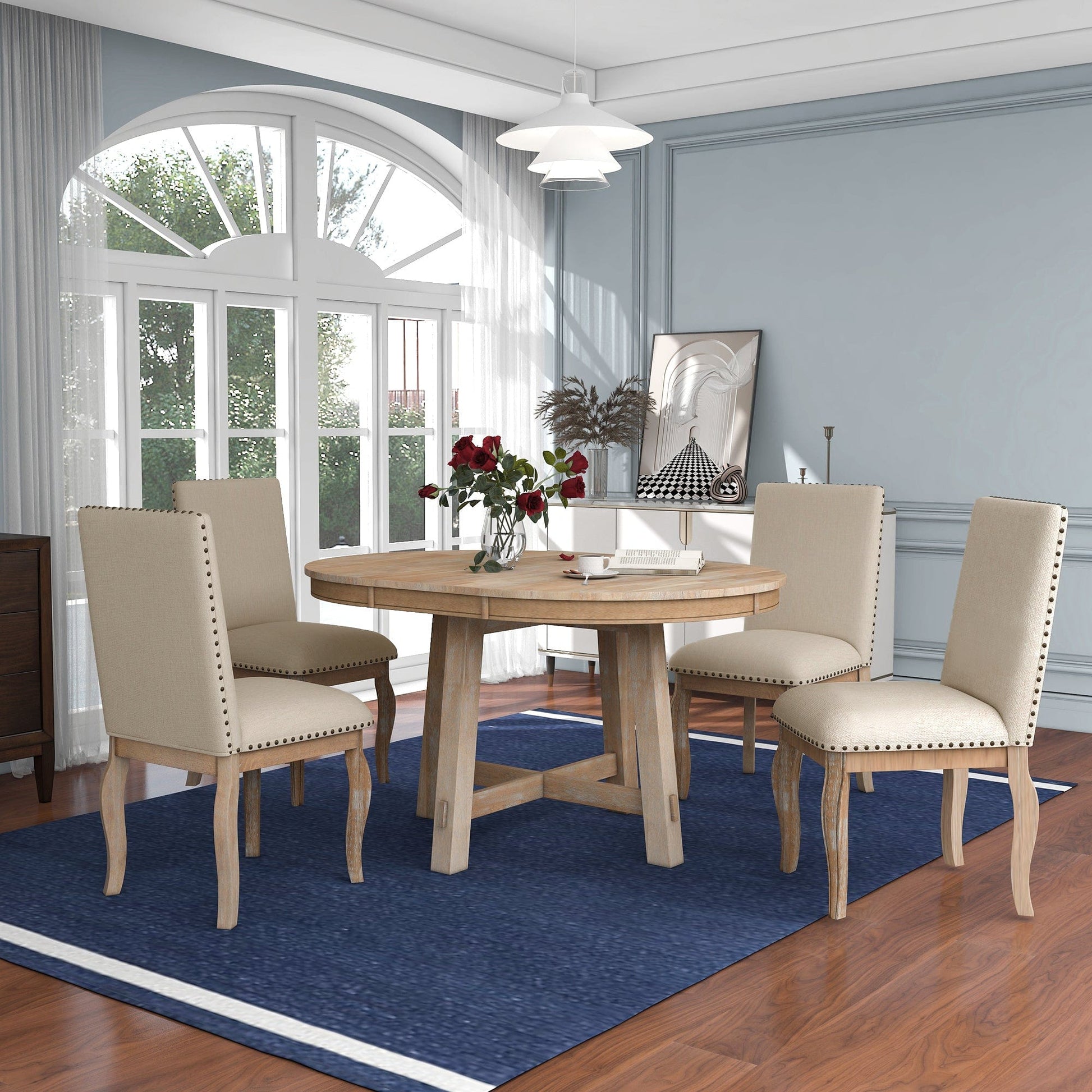 1st Choice Furniture Direct Dining Set 1st Choice Modern 5-Piece Round Farmhouse Dining Table Set