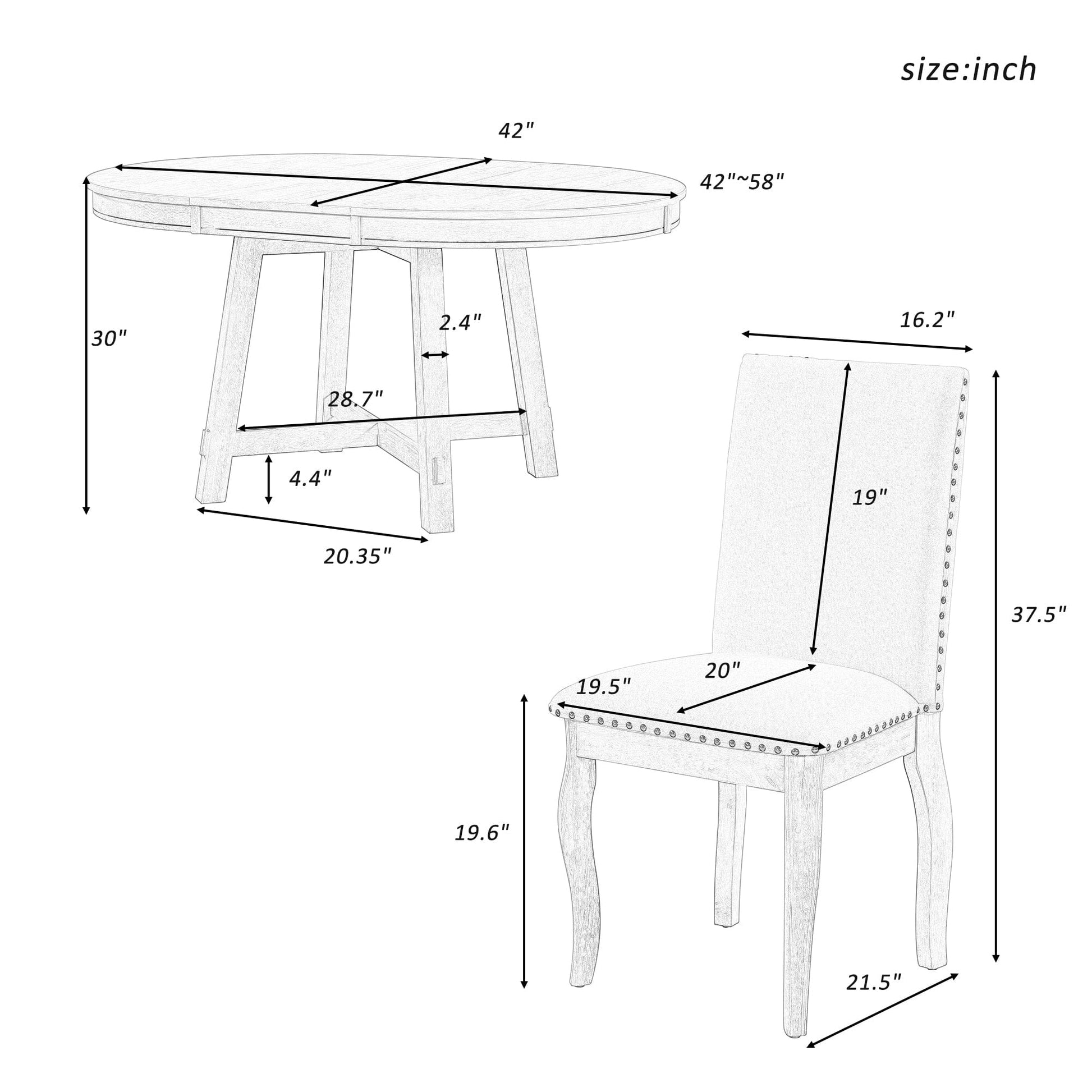 1st Choice Furniture Direct Dining Set 1st Choice Modern 5-Piece Round Farmhouse Dining Table Set