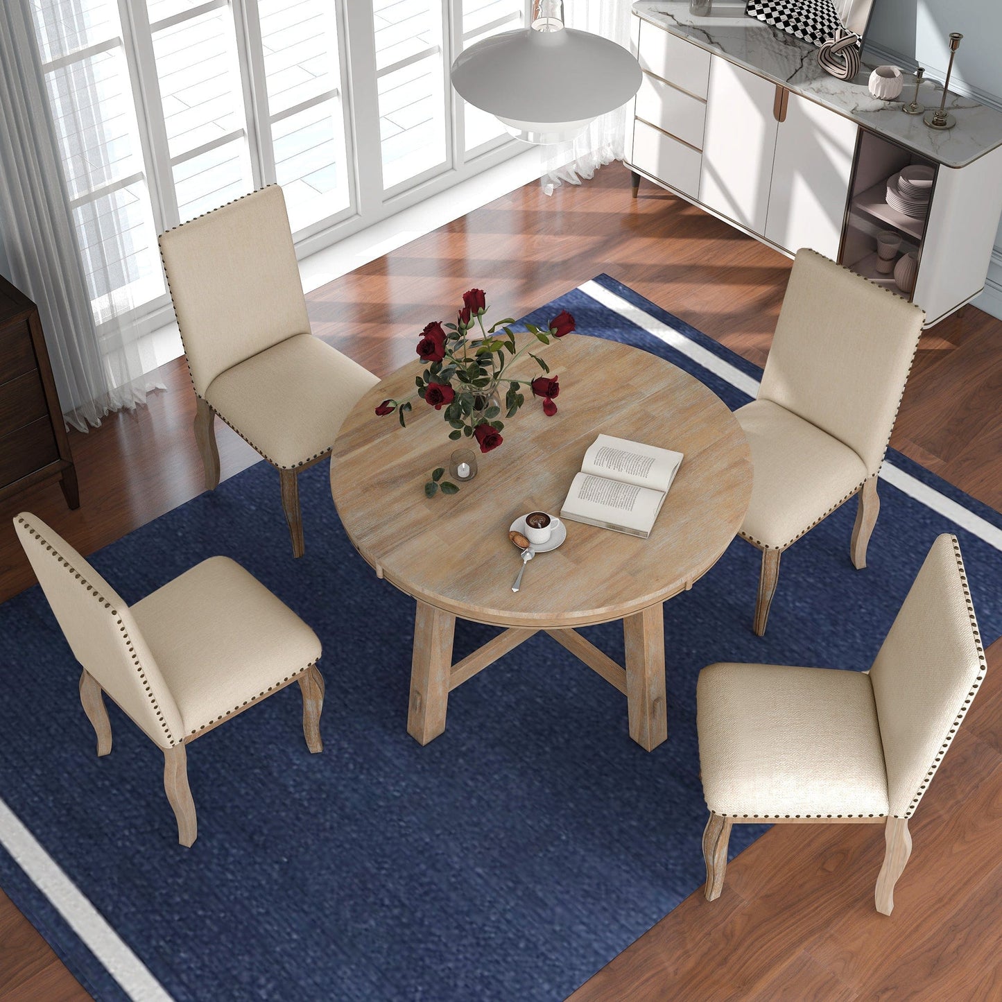 1st Choice Furniture Direct Dining Set 1st Choice Modern 5-Piece Round Farmhouse Dining Table Set