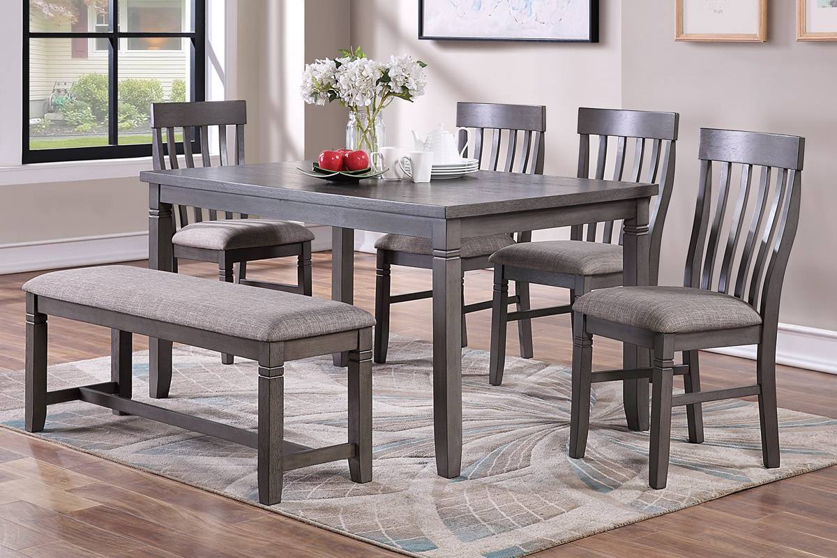 1st Choice Furniture Direct Dining Set 1st Choice Modern 6-Pieces Dining Table Set (Side Chairs and Bench)
