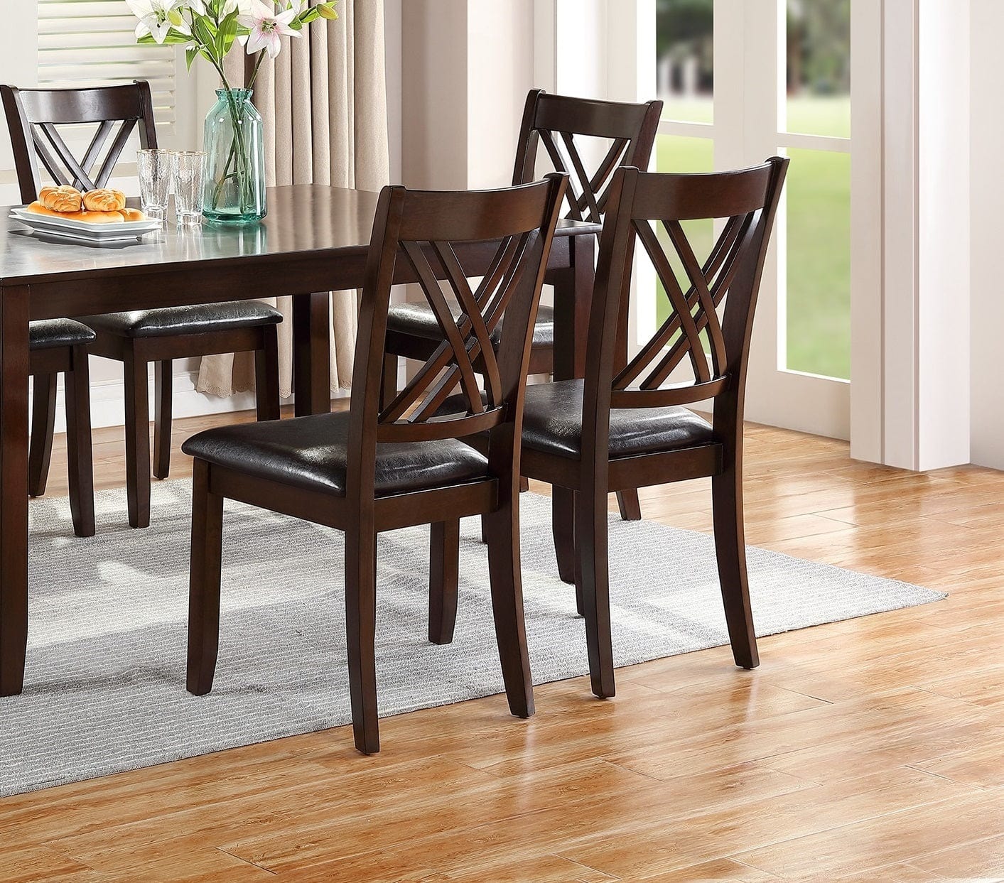 Espresso wood discount dining table set