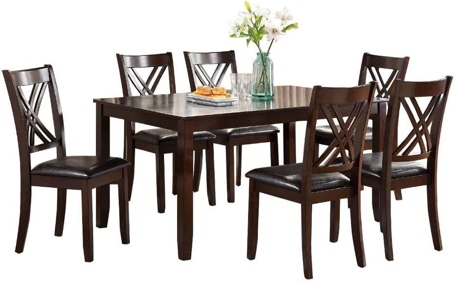 1st Choice Furniture Direct Dining Set 1st Choice Modern 7-Piece Dining Table & Chairs in Espresso Finish