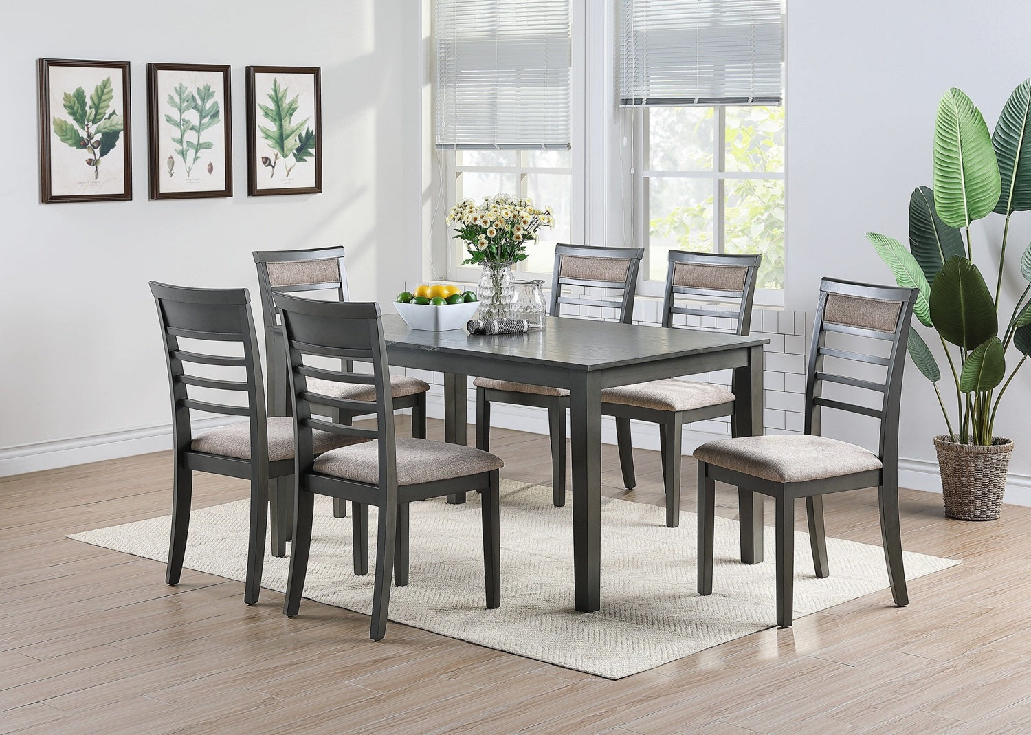 1st Choice Furniture Direct Dining Set 1st Choice Modern Unique Dining Table in Antique Grey Finish (7-Piece)