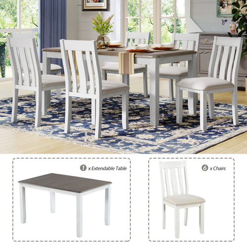 1st Choice Furniture Direct Dining Set 1st Choice Retro 7-Piece Dining Set with Extendable Table & 6 Chairs