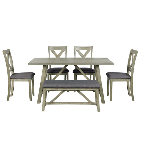 1st Choice Furniture Direct Dining Set 1st Choice Rustic Gray 6-Piece Dining Set with Table, Bench, 4 Chairs