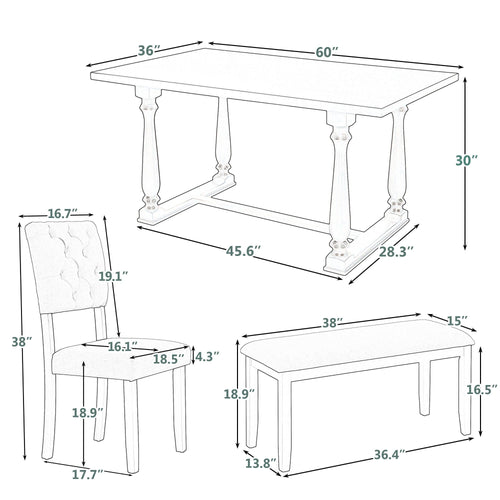 1st Choice Furniture Direct Dining Sets 1st Choice Gray 6-Piece Dining Set with Table & Foam-covered Backs