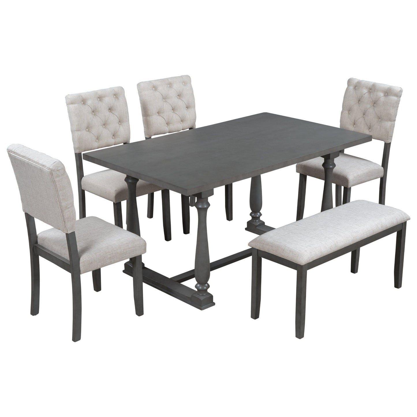 1st Choice Furniture Direct Dining Sets 1st Choice Gray 6-Piece Dining Set with Table & Foam-covered Backs