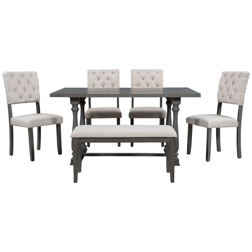 1st Choice Furniture Direct Dining Sets 1st Choice Gray 6-Piece Dining Set with Table & Foam-covered Backs