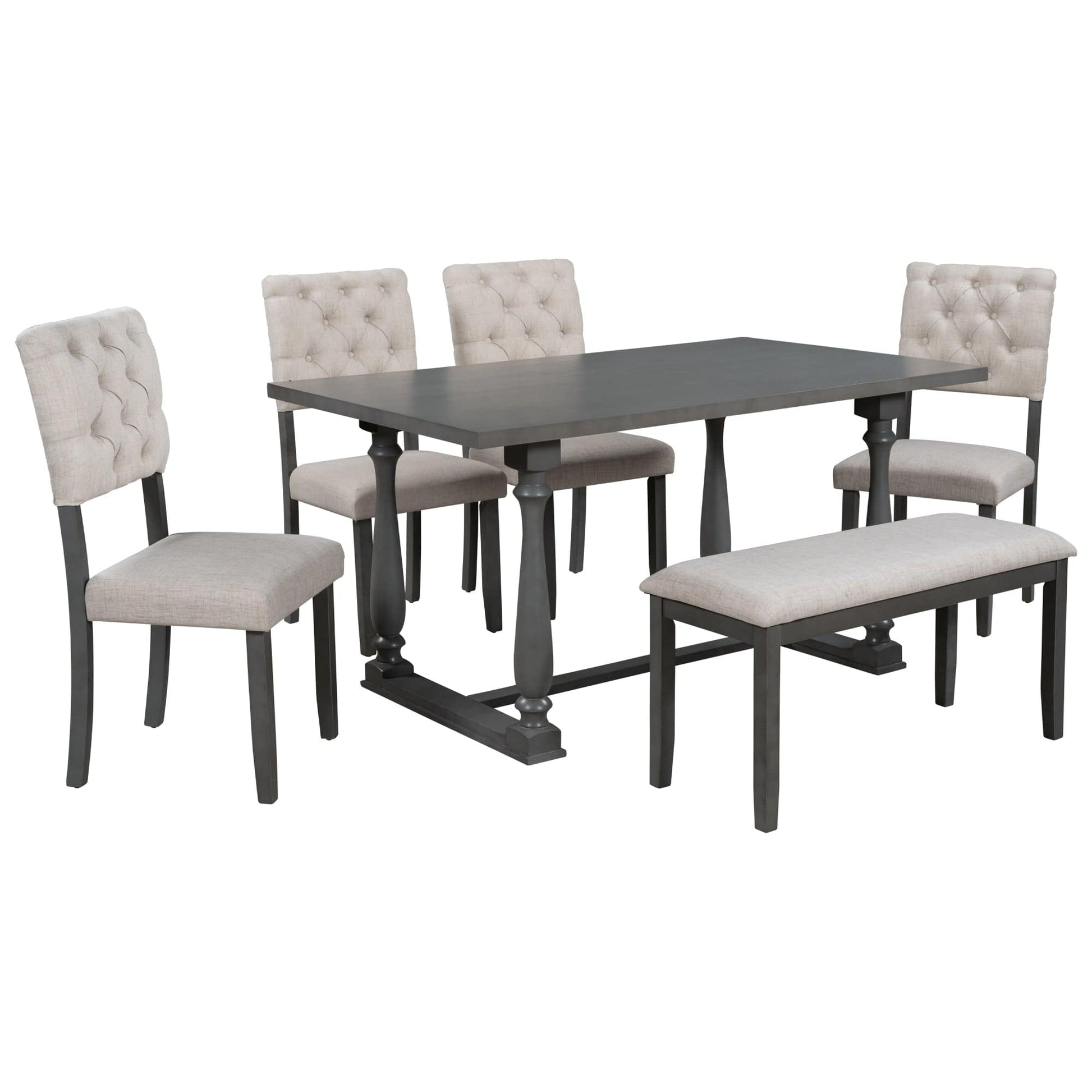 1st Choice Furniture Direct Dining Sets 1st Choice Gray 6-Piece Dining Set with Table & Foam-covered Backs